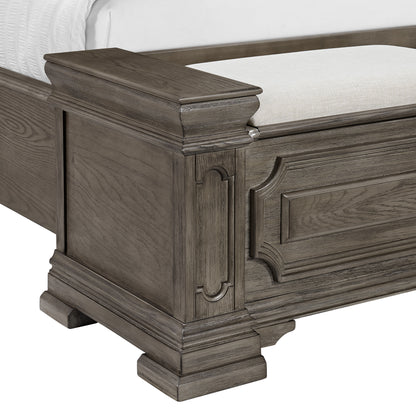 Kings Court King Storage 4PC Bedroom Set with 2 Nightstands & Chest in Grey