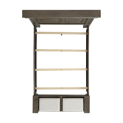 Kings Court Queen Storage 4PC Bedroom Set with 2 Nightstands & Chest in Grey