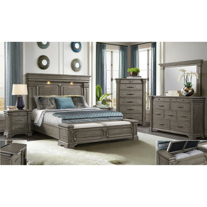 Kings Court King Storage 3PC Bedroom Set in Grey