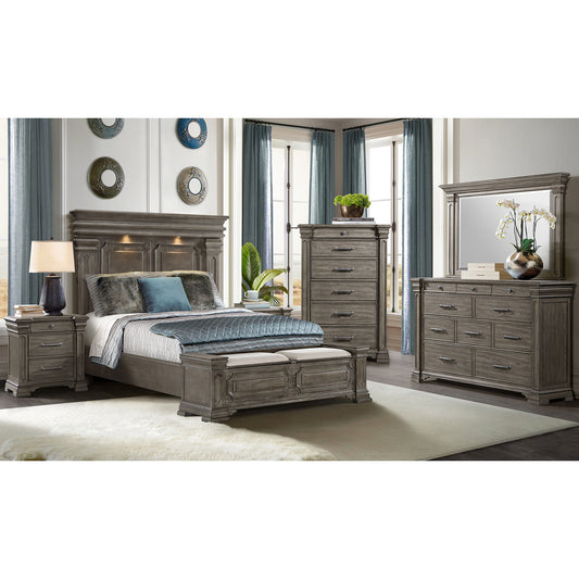 Kings Court Queen Storage 3PC Bedroom Set in Grey