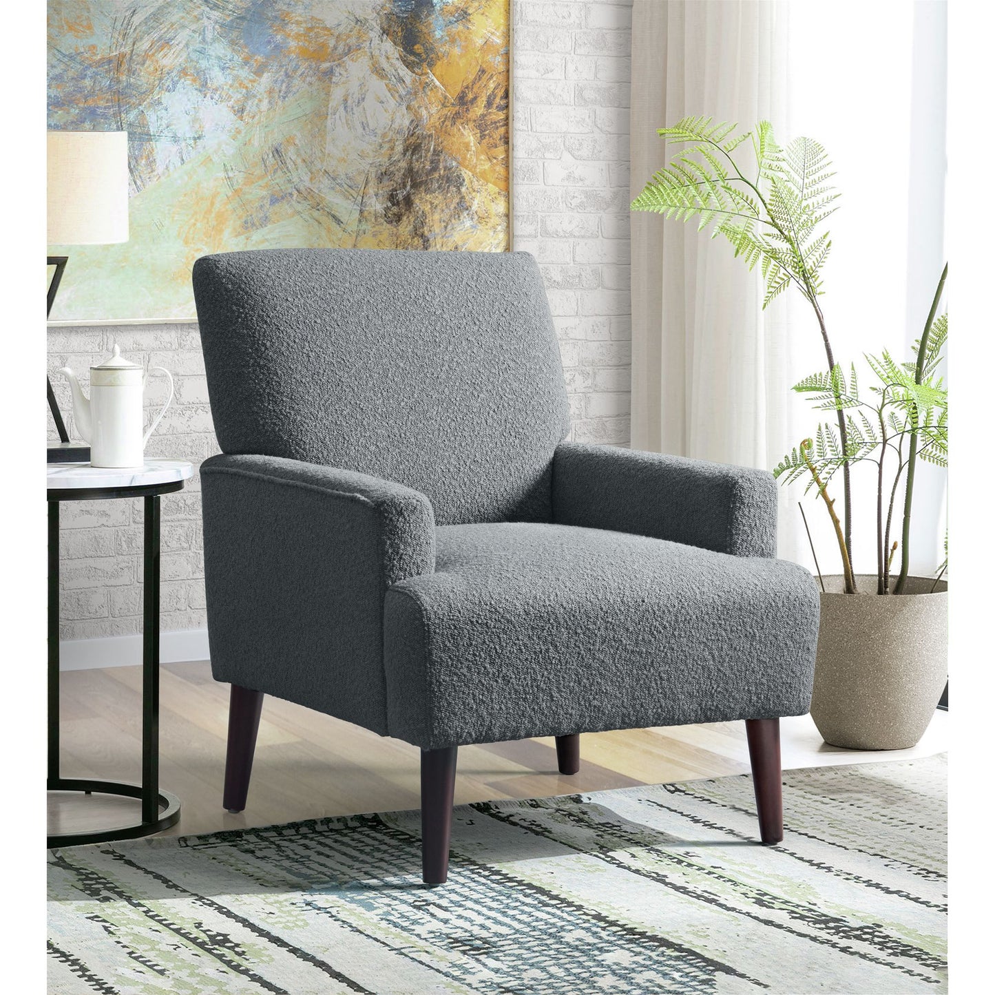 Kiwi Chair in 8077 Boucle Grey & Espresso
