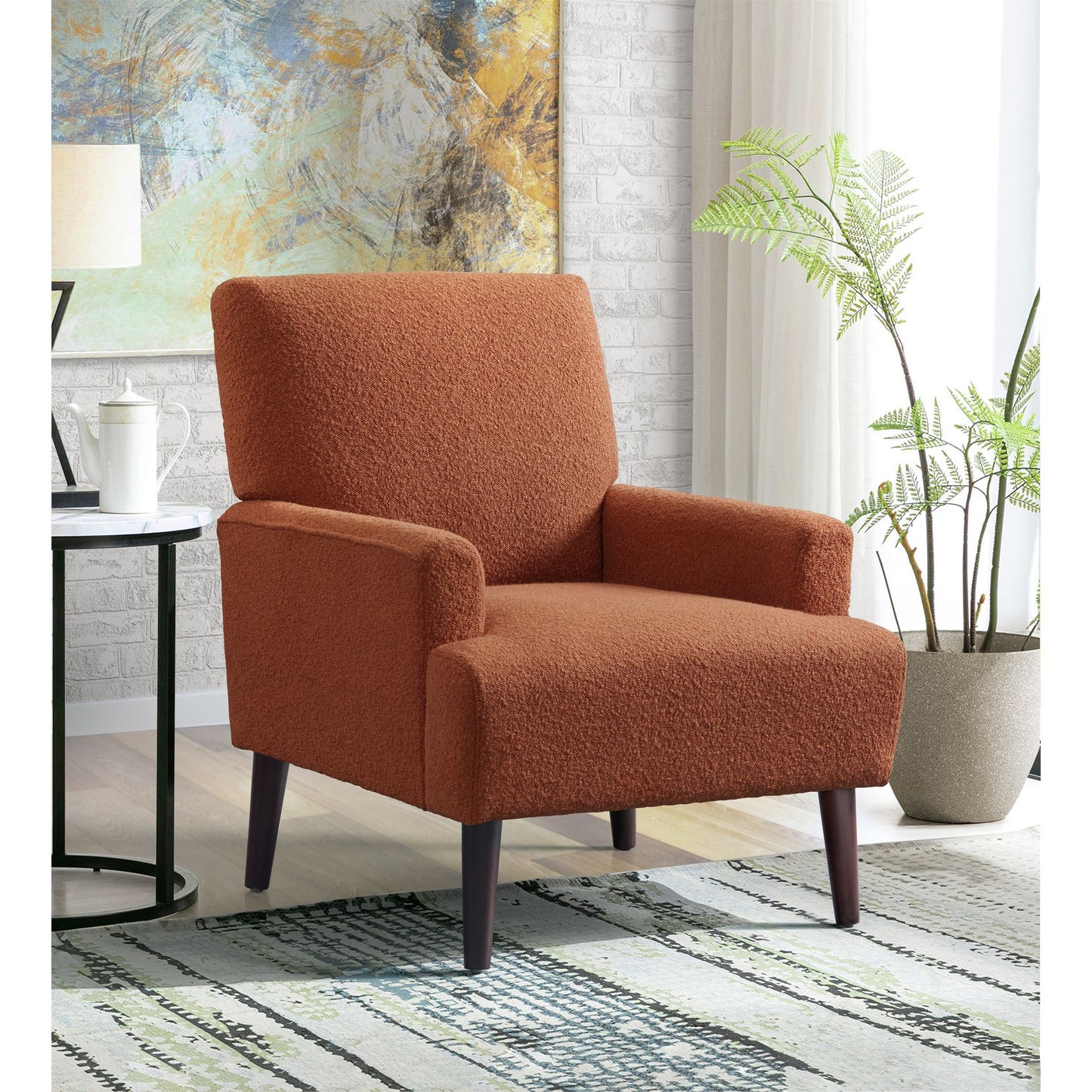 Kiwi Chair in 8077 Boucle Orange & Espresso