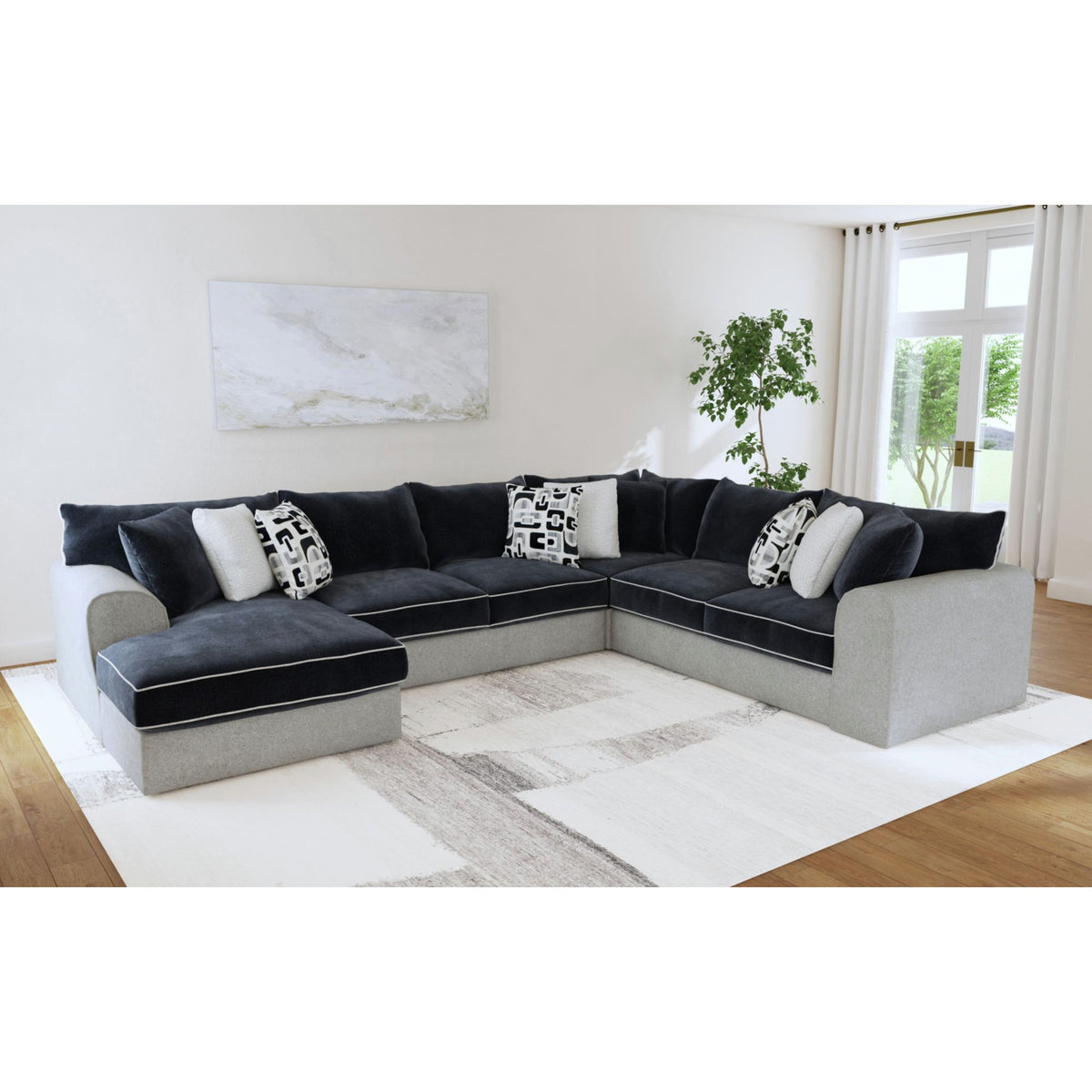 Klein 3Pc Sectional Set In Bentley Ash/Zaftig Ebony