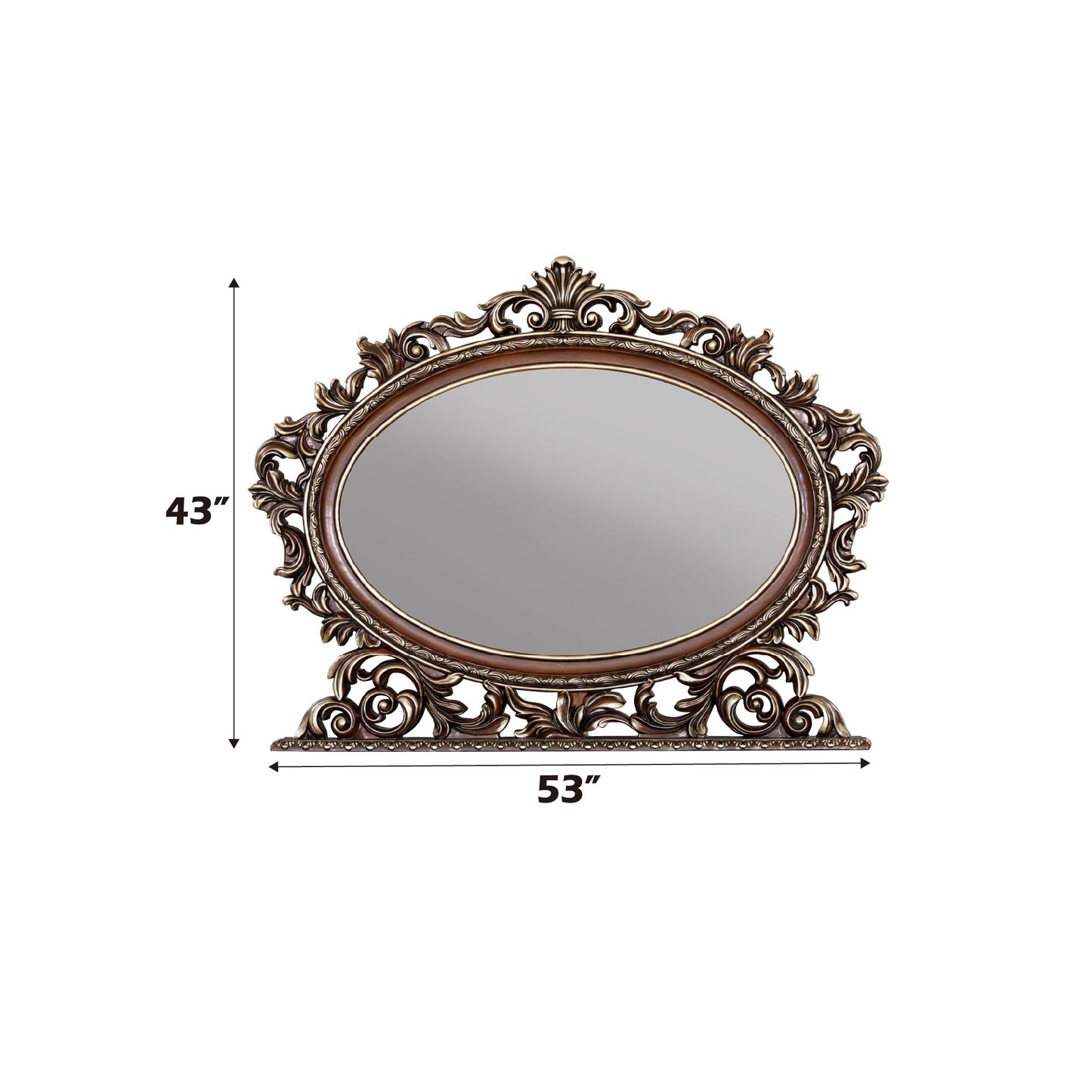 Devany Oval Mirror with Scrolled Details