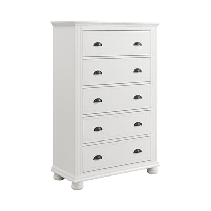Kona Queen 5PC Bedroom Set with 2 Nightstands, Dresser & Chest in White