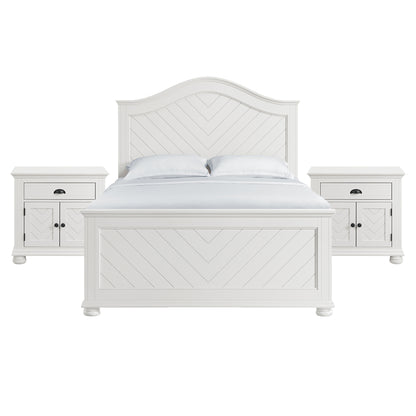 Kona Queen 3PC Bedroom Set with 2 Nightstands in White