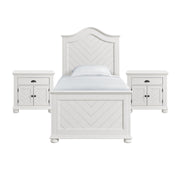 Kona Twin 3PC Bedroom Set with 2 Nightstands in White