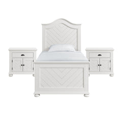Kona Twin 3PC Bedroom Set with 2 Nightstands in White
