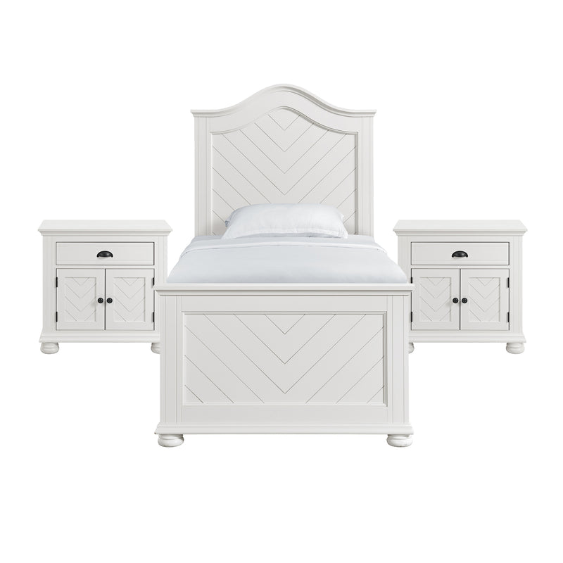 Kona Twin 3PC Bedroom Set with 2 Nightstands in White