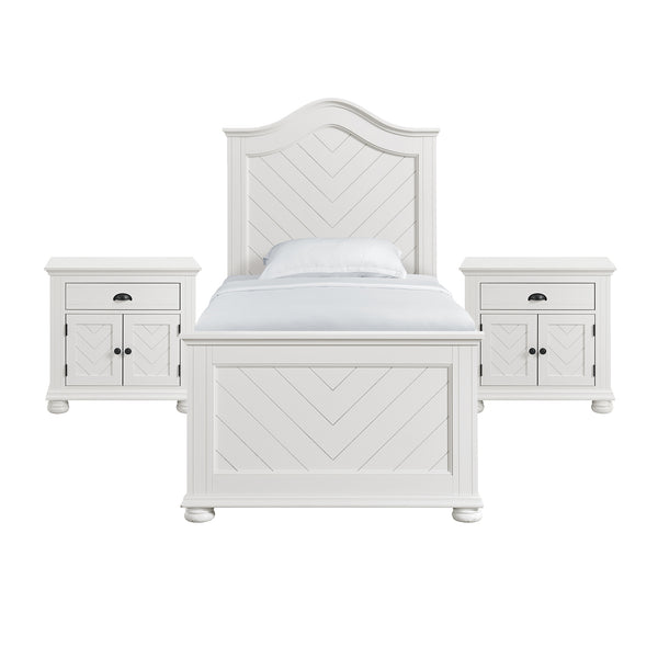 Kona Twin 3PC Bedroom Set with 2 Nightstands in White