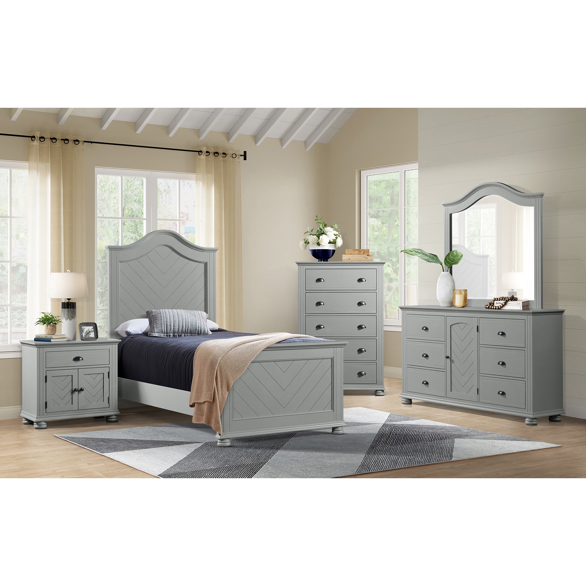 Kona Twin Panel Bed in Grey