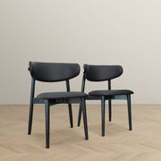 Silla de comedor Korbin de cuero vegano negro (juego de 2)