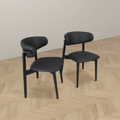 Silla de comedor Korbin de cuero vegano negro (juego de 2)