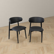 Silla de comedor Korbin de cuero vegano negro (juego de 2)