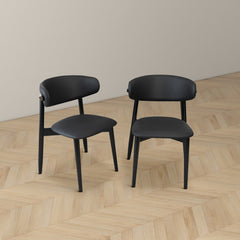 Silla de comedor Korbin de cuero vegano negro (juego de 2)