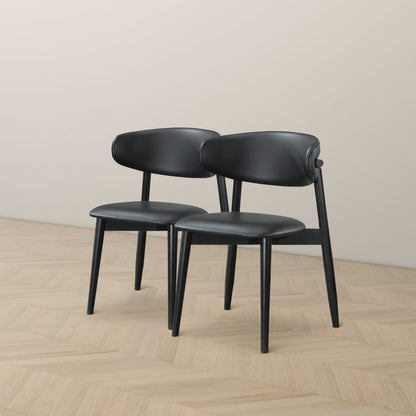 Silla de comedor Korbin de cuero vegano negro (juego de 2)