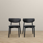 Silla de comedor Korbin de cuero vegano negro (juego de 2)