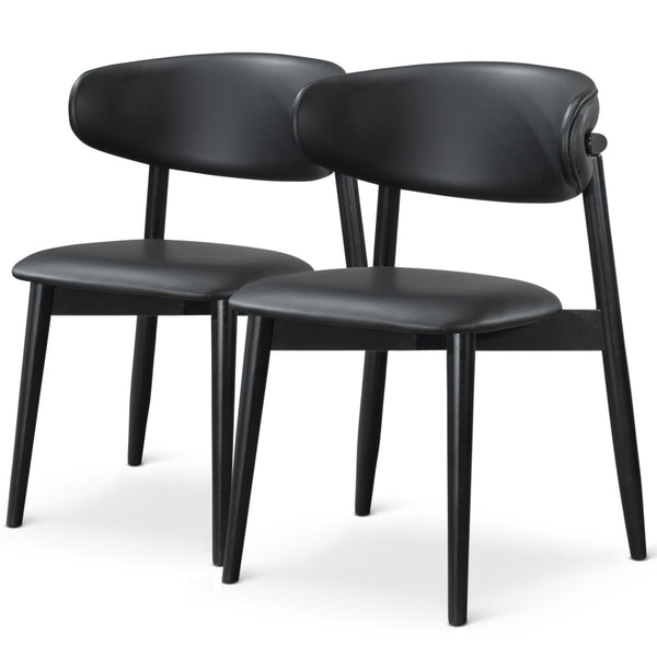 Silla de comedor Korbin de cuero vegano negro (juego de 2)