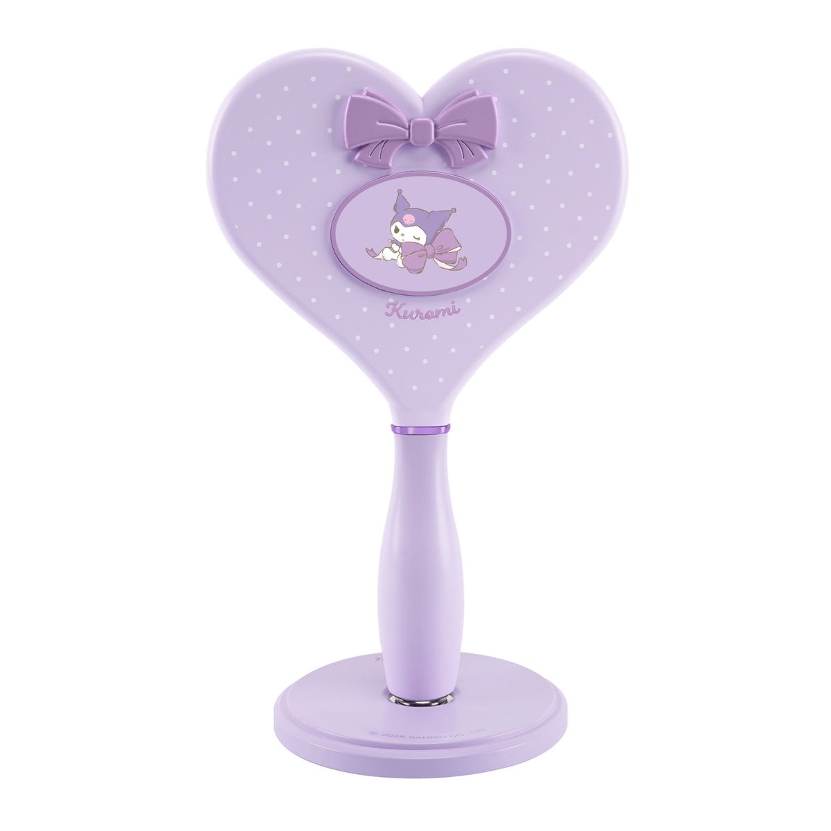 Kuromi™ "Lovely Ribbon" Heart Handheld Makeup Mirror with Standing Base