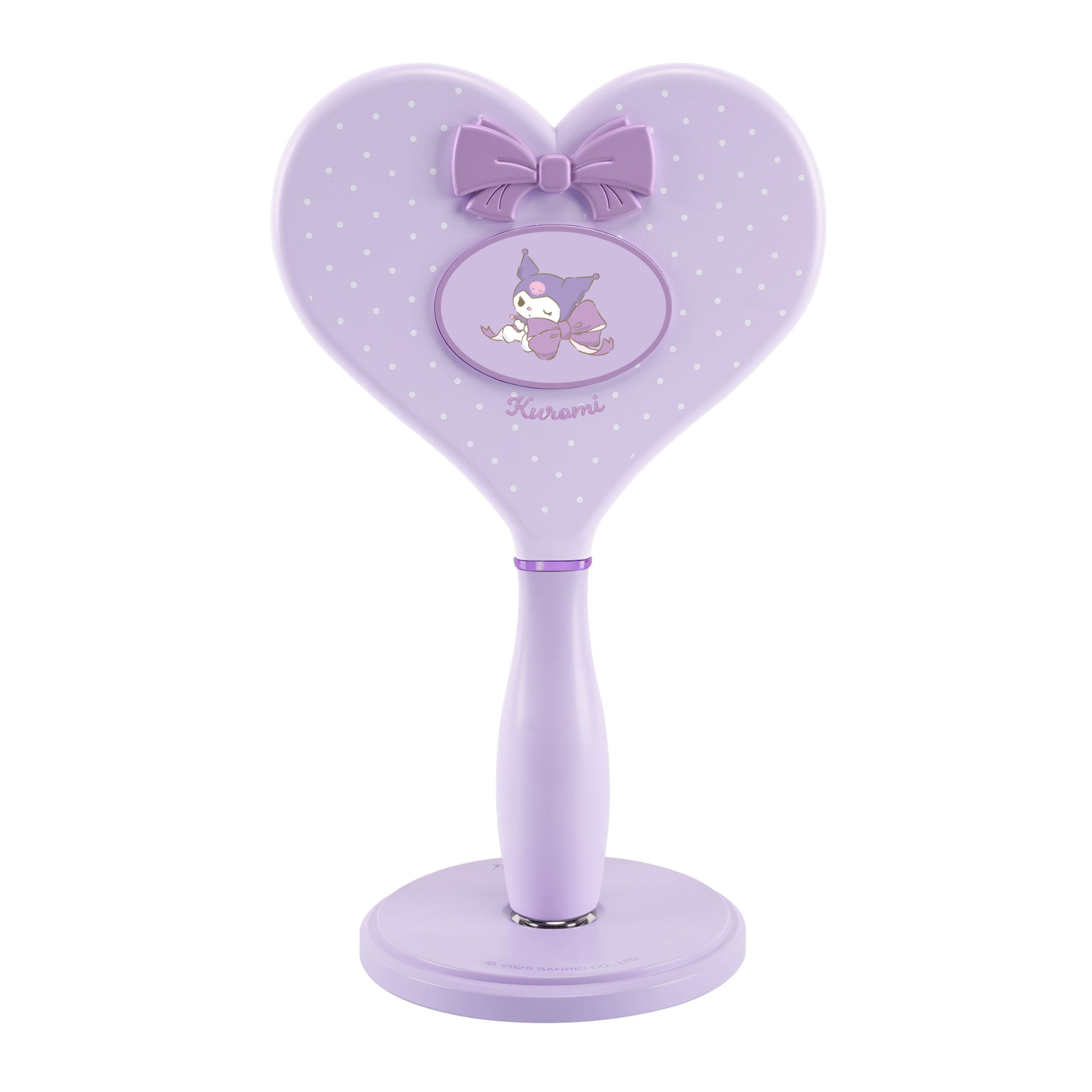 Kuromi™ "Lovely Ribbon" Heart Handheld Makeup Mirror with Standing Base