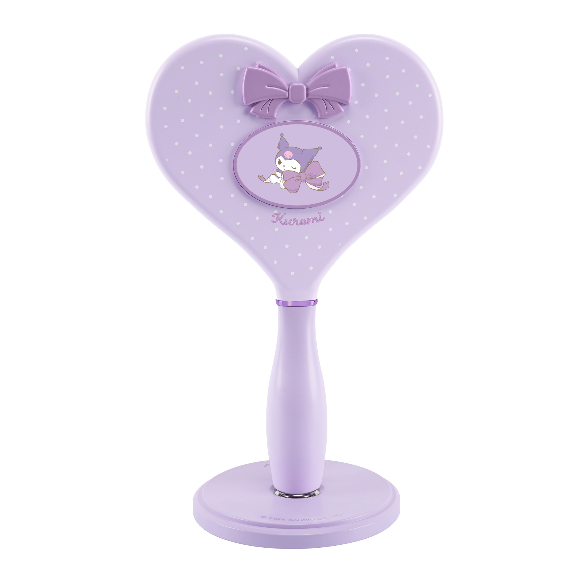 Kuromi™ "Lovely Ribbon" Heart Handheld Makeup Mirror with Standing Base