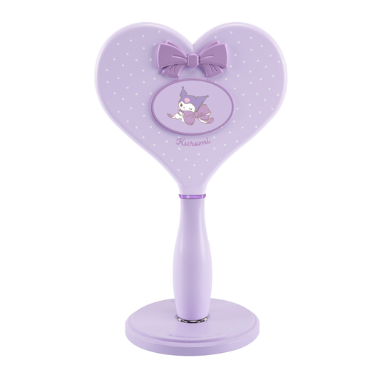 Kuromi™ "Lovely Ribbon" Heart Handheld Makeup Mirror with Standing Base