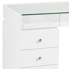 SlayStation Bella Vanity Table with Glass Table Top and 4 Drawer Units Bundle
