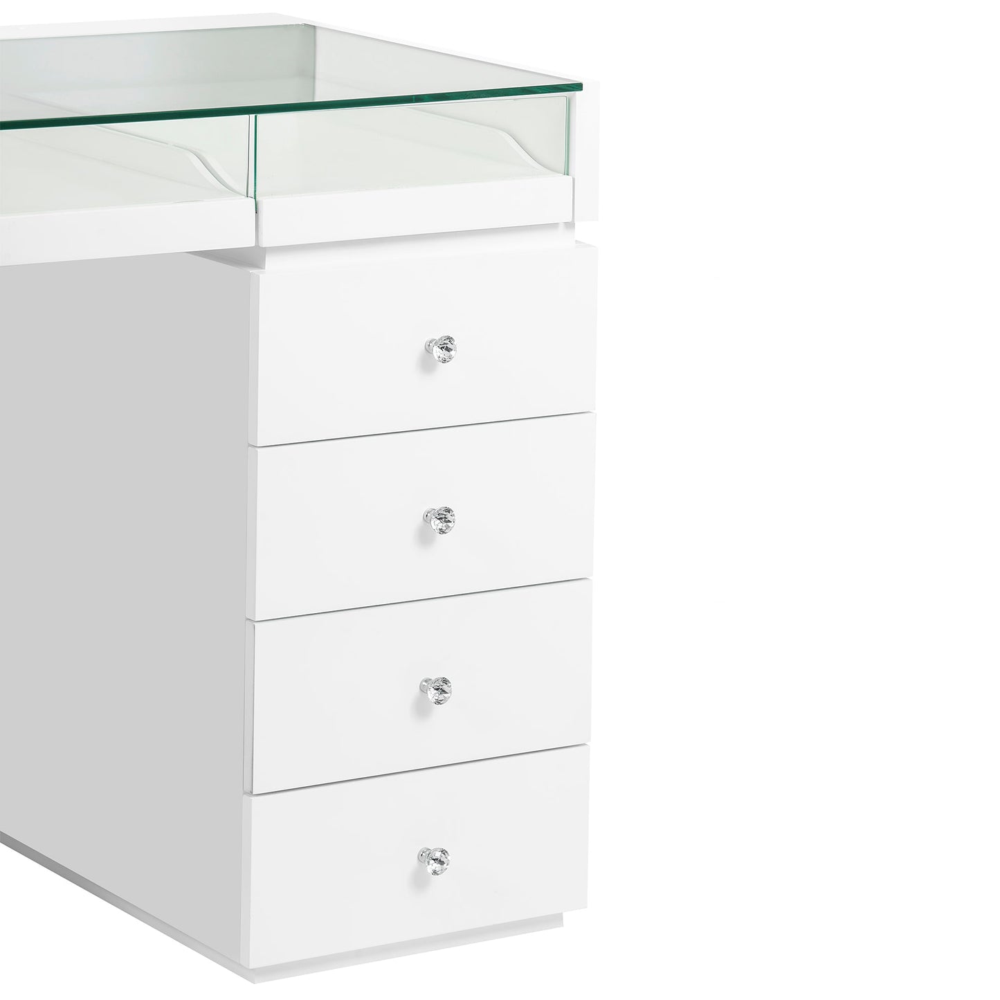 SlayStation Bella Vanity Table with Glass Table Top and 4 Drawer Units Bundle