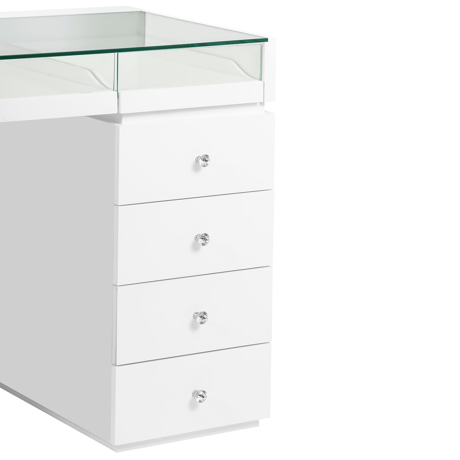 SlayStation Bella Vanity Table with Glass Table Top and 4 Drawer Units Bundle