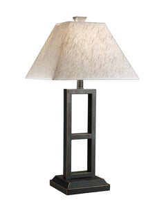 Deidra Rustic Metal Table Lamp with Linen Shade