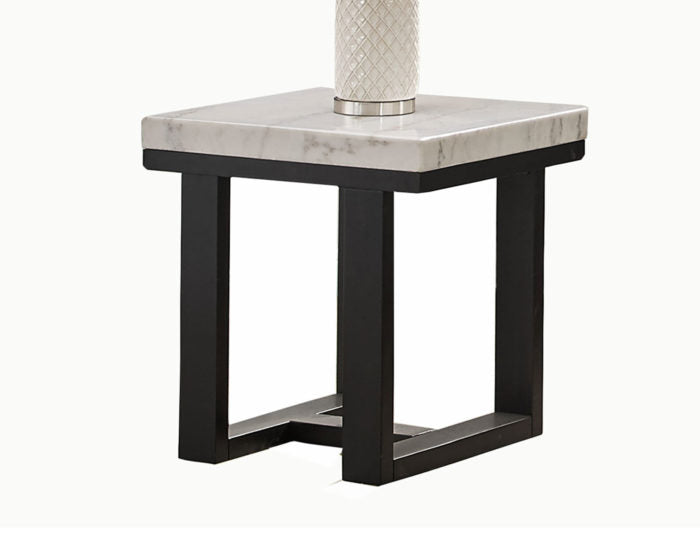Mesa auxiliar con tapa de mármol blanco Lucca 