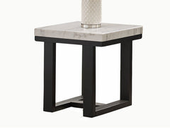 Mesa auxiliar con tapa de mármol blanco Lucca 