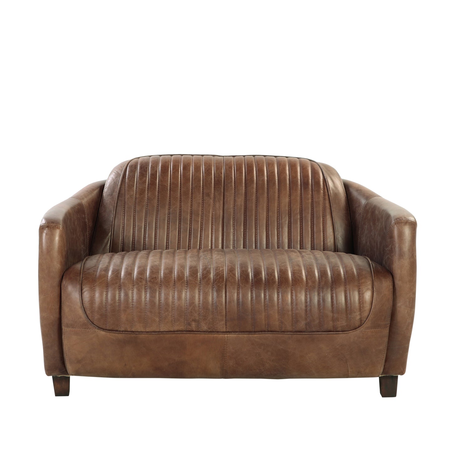 Brancaster Top Grain Leather Upholstered Loveseat