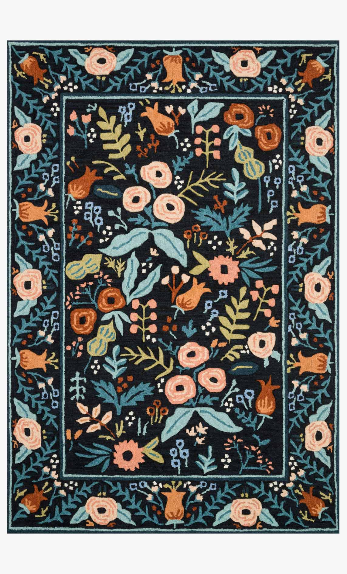 Rifle Paper Co. x Loloi Les Fleurs LES-01 Negro