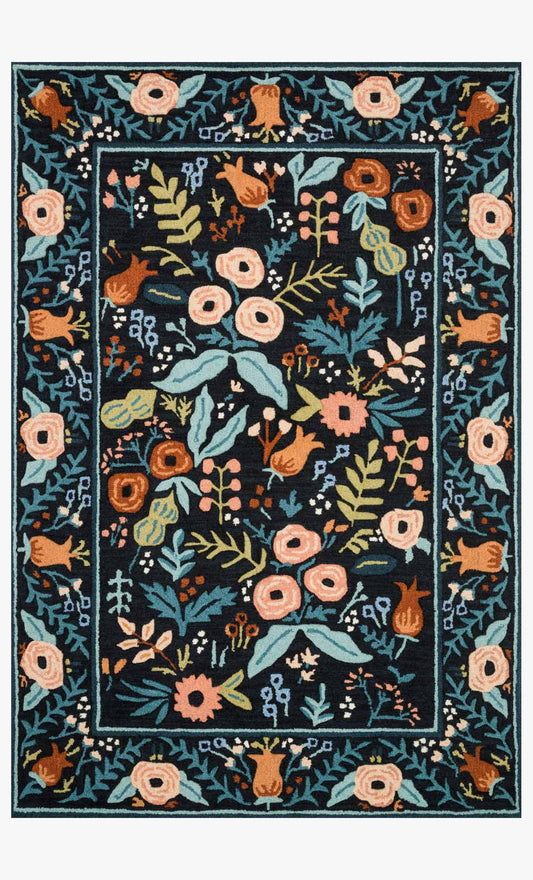 Rifle Paper Co. x Loloi Les Fleurs LES-01 Black