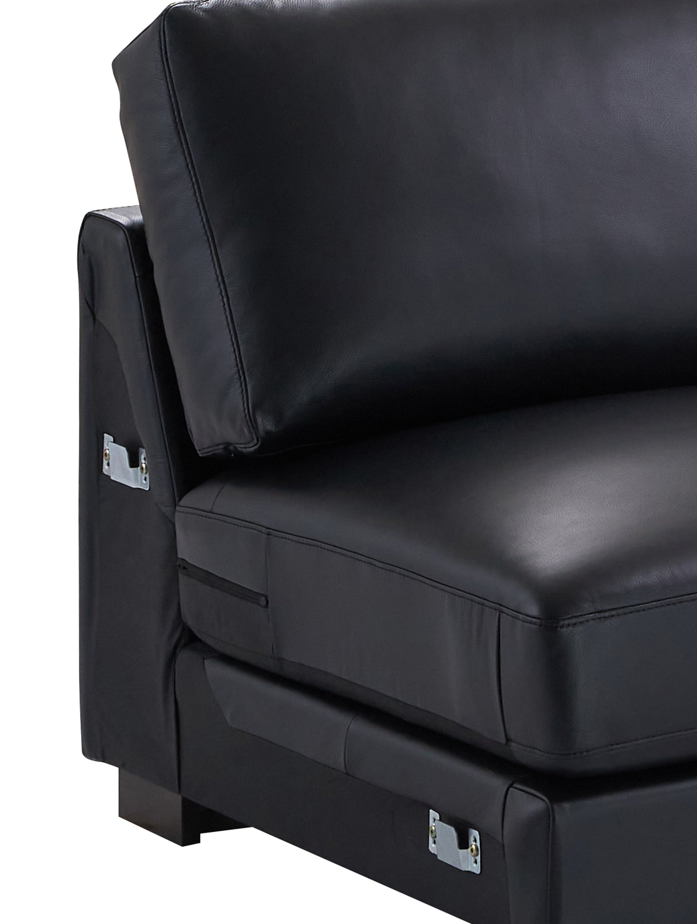 Geralyn 101"L Top Grain Leather Sectional Sofa with 2 Pillows