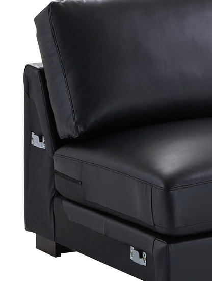 Geralyn 101"L Top Grain Leather Sectional Sofa with 2 Pillows