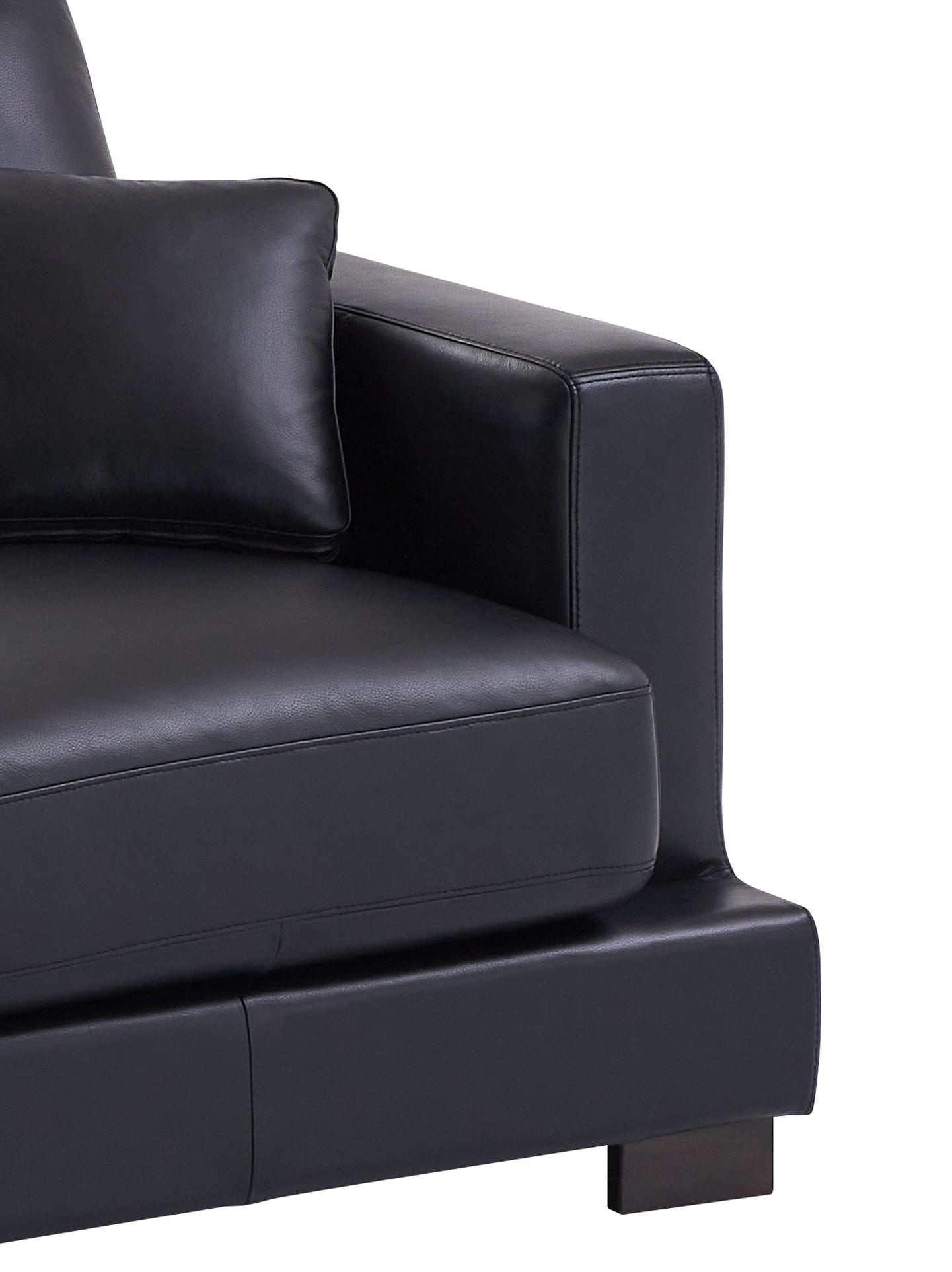 Geralyn 101"L Top Grain Leather Sectional Sofa with 2 Pillows