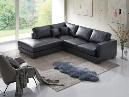 Geralyn 101"L Top Grain Leather Sectional Sofa with 2 Pillows