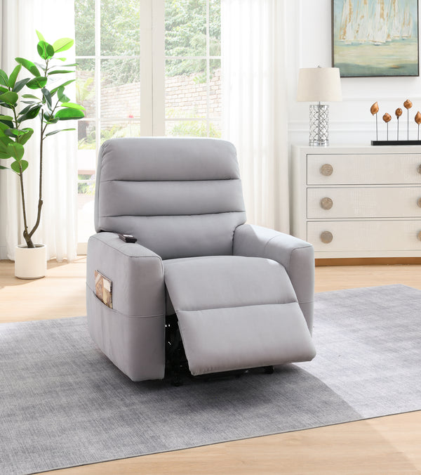 Freddie Leather Aire Upholstered Power Motion Recliner with Lift and Lay Flat Mechanism