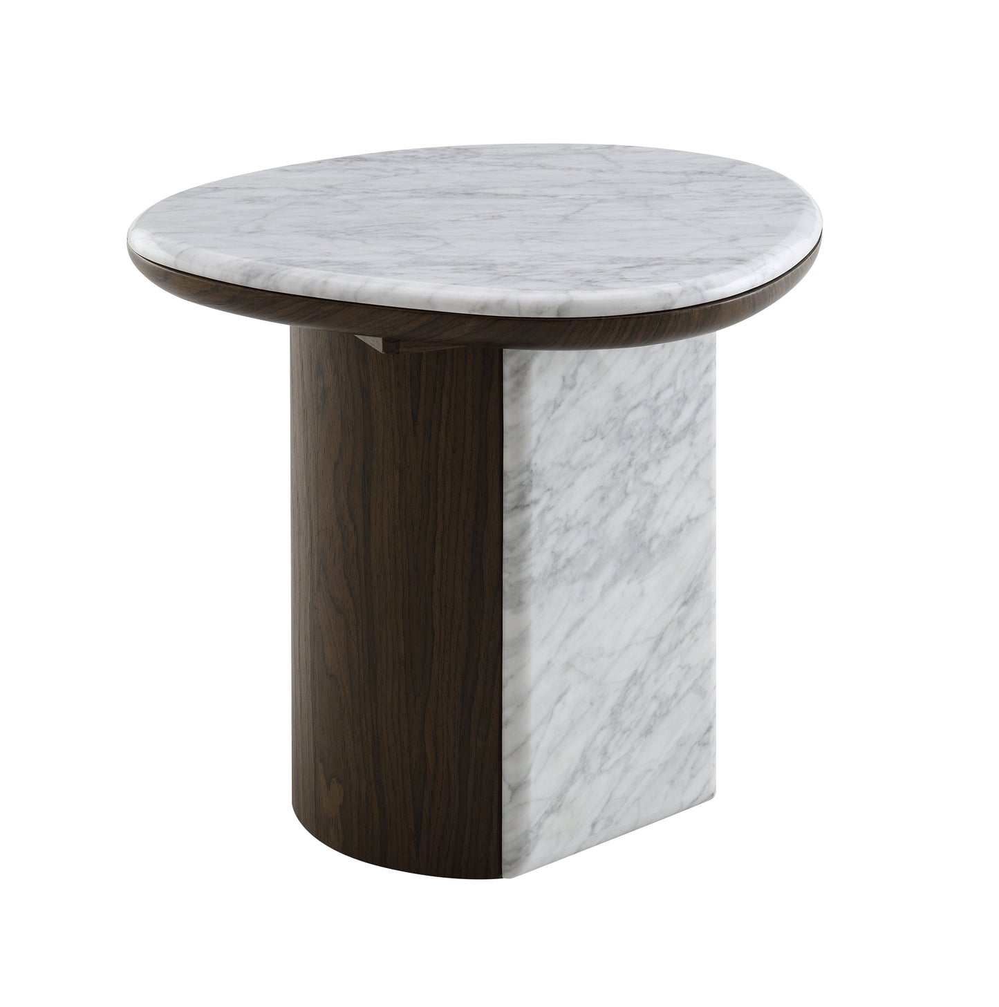 Haidar Round End Table with Natural Marble Top