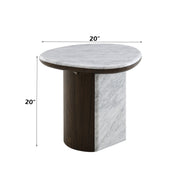 Haidar Round End Table with Natural Marble Top