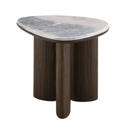 Hanale Triangle End Table with Natural Marble Top