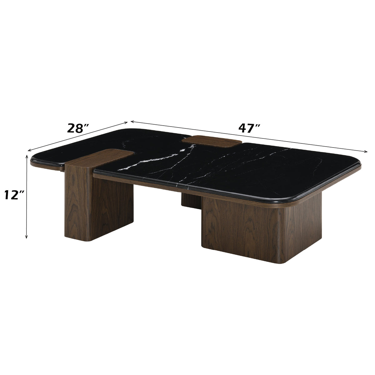 Dana Rectangular Coffee Table with Natural Marble Top