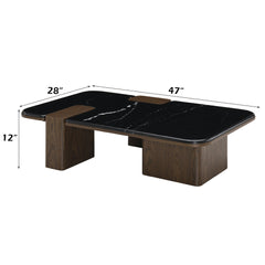 Dana Rectangular Coffee Table with Natural Marble Top