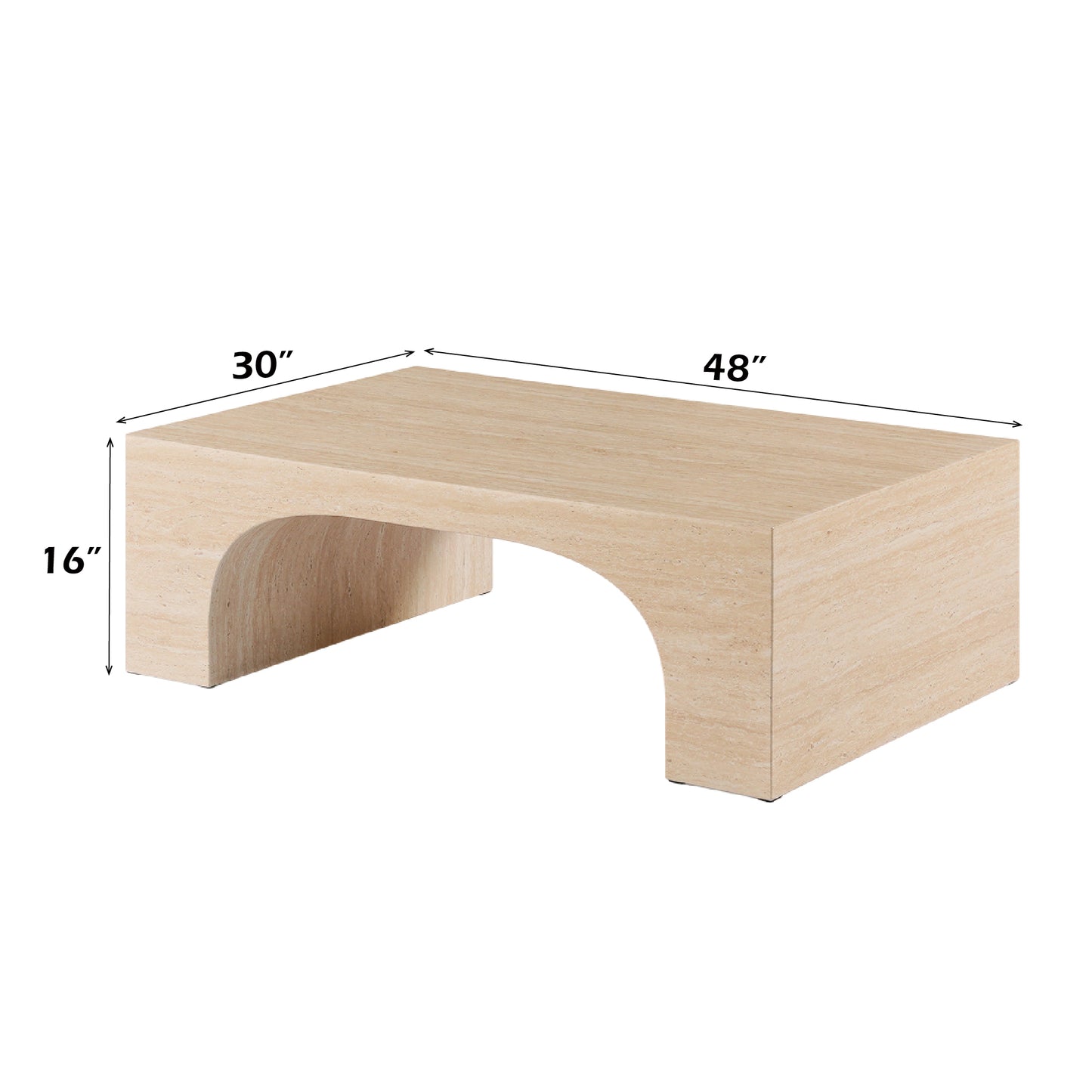 Inca Rectangular Coffee Table with Travertine Stone Top