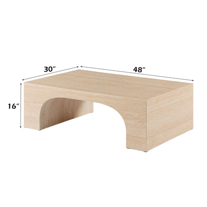 Inca Rectangular Coffee Table with Travertine Stone Top