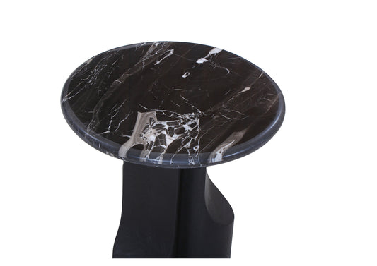 Kinton Round End Table with Natural Marble Top