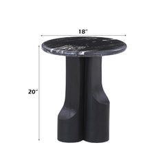 Kinton Round End Table with Natural Marble Top