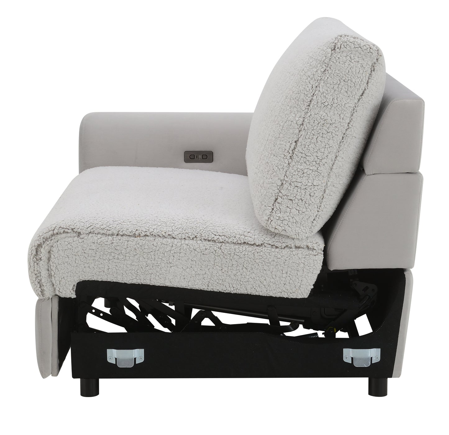 Tarrance Sherpa and Velvet Upholstered Modular LF Power Recliner with USB Port